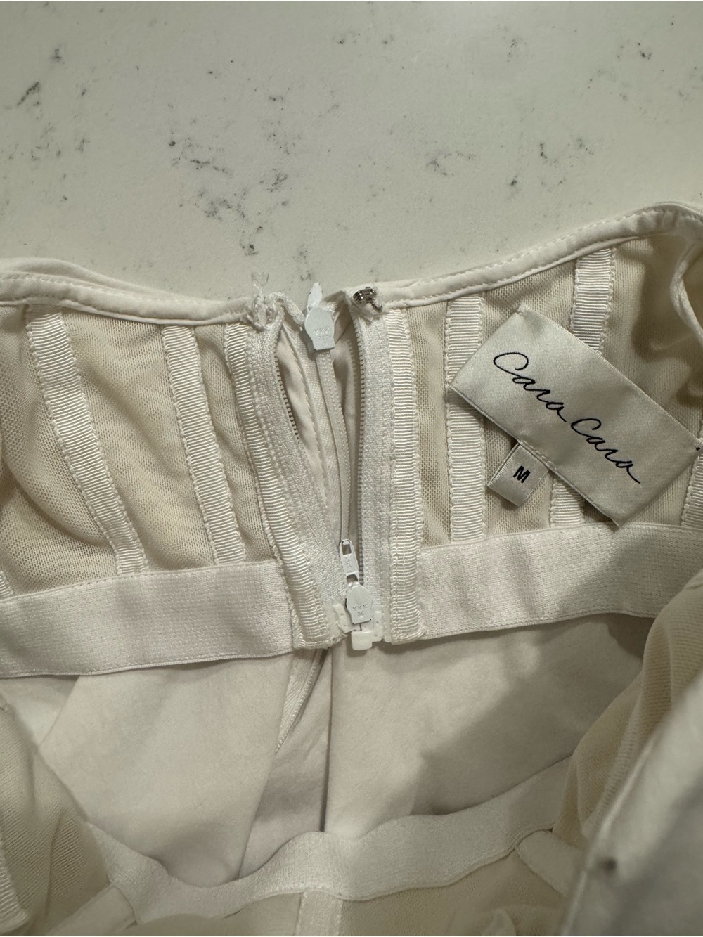 Cara Cara White Corset Off Shoulder Puff Sleeve Top Shirt Size M Cotton Blend - Picture 8 of 13